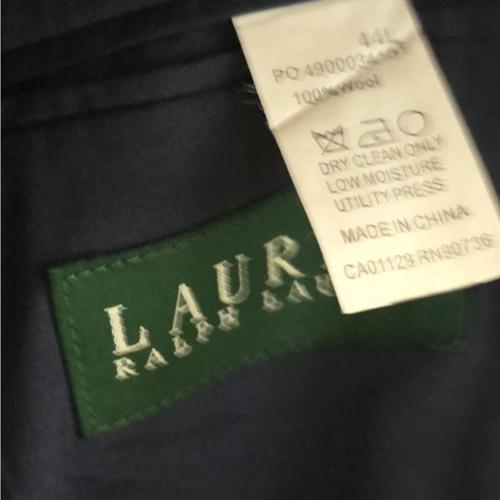 Lauren Ralph Lauren Sports Coat Men 44L Navy Blue Wool Gold Button Career - Picture 11 of 15